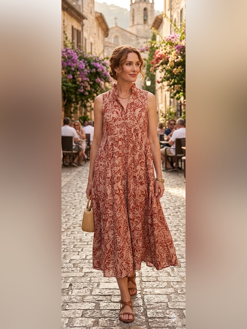 Anthropologie Maeve Mayra Tiered Midi Dress Paisley Boho Size XS"